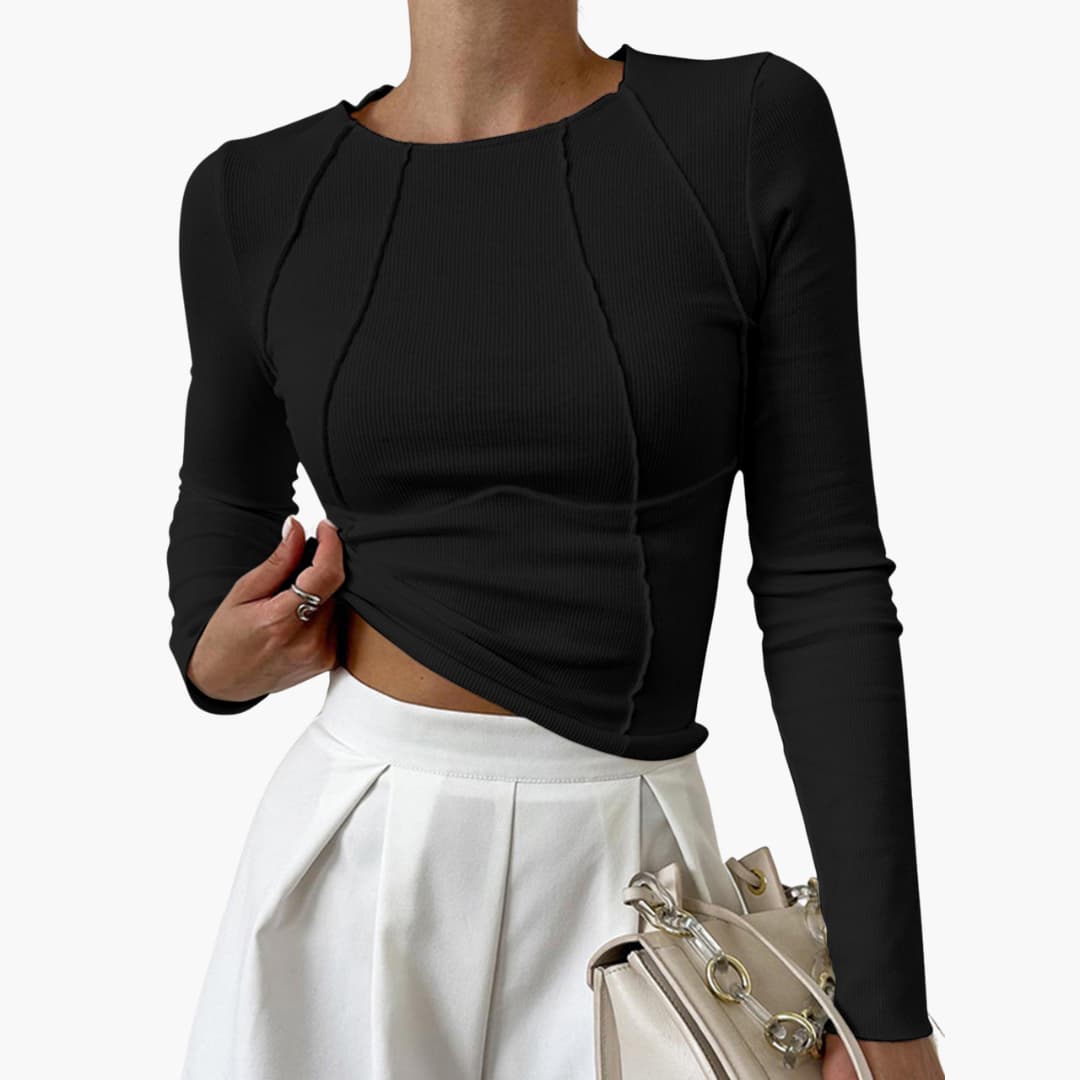 Women's Cropped Long Sleeve Ribbed