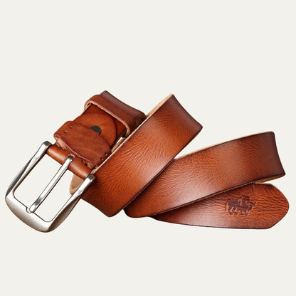 Men's Vintage Leather Belt Cowhide Classic Buckle - Vonnera