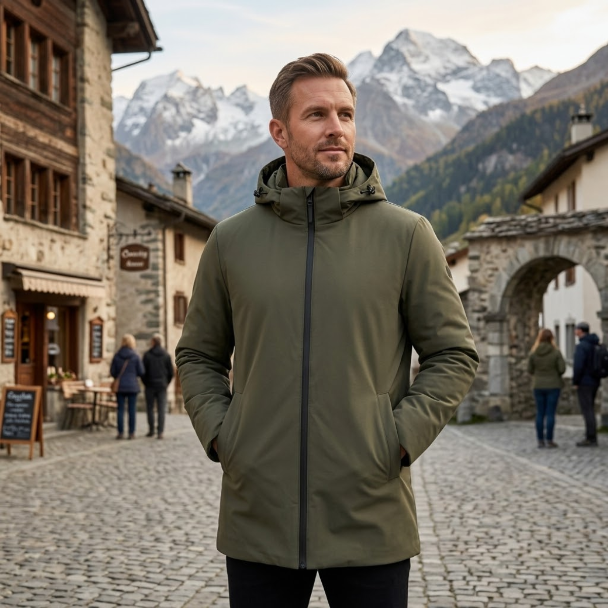 Men's Modern Fit Hooded Jacket Warm