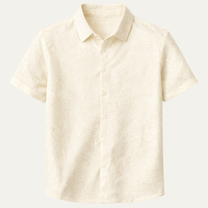 Men's Ivory Textured Button Up Shirt - Vonnera