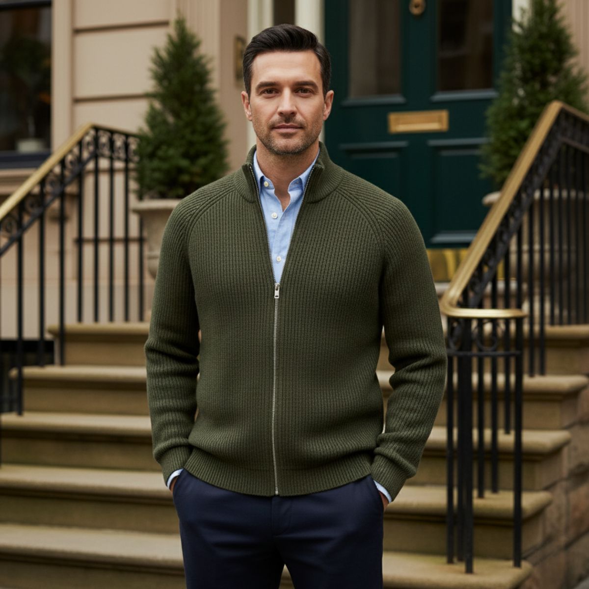 Men's Merino Wool Zip Cardigan