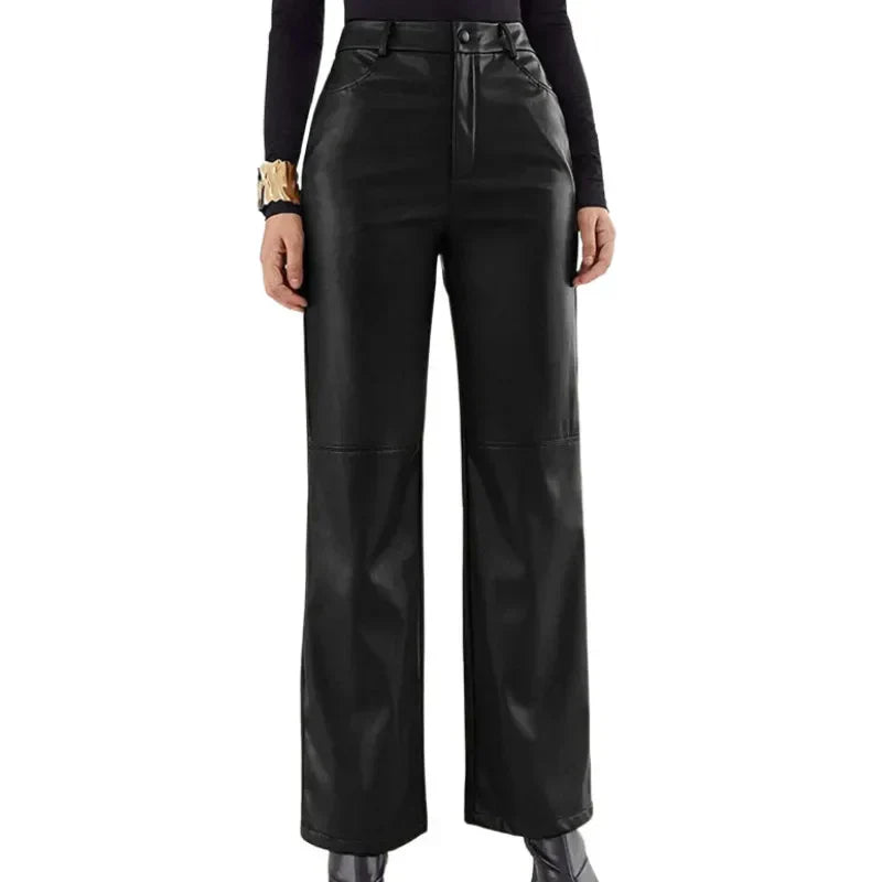 Women's High-Waist Leather Pants - Vonnera
