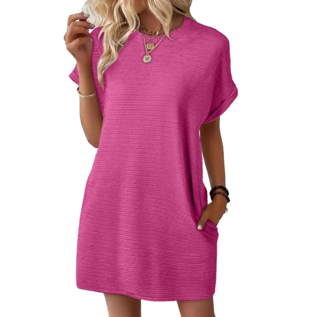 Women's Short Sleeve Mini T-Shirt Dress Crew Neck - Vonnera
