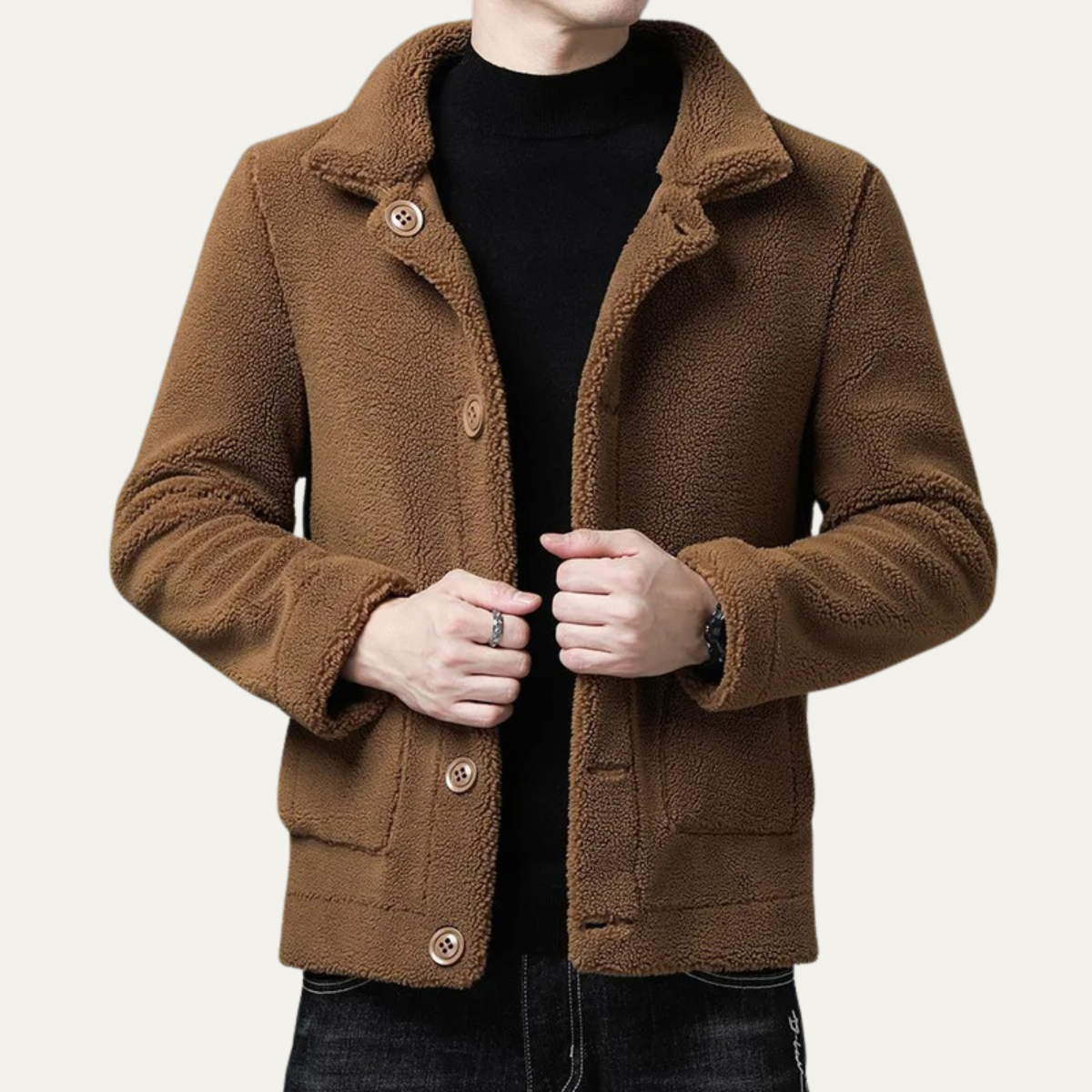 Men's Warm Fleece Jacket With Pockets