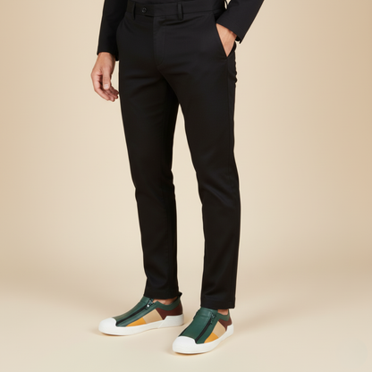 Men's Leather Sneakers Zip Up Black