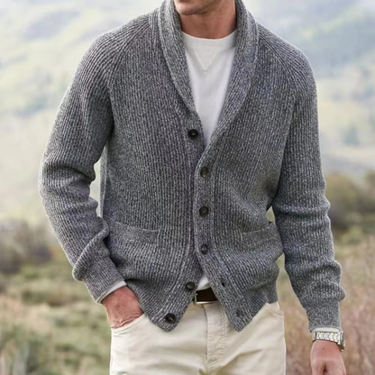 Men's Warm Knitted Cardigan Turn Down Collar