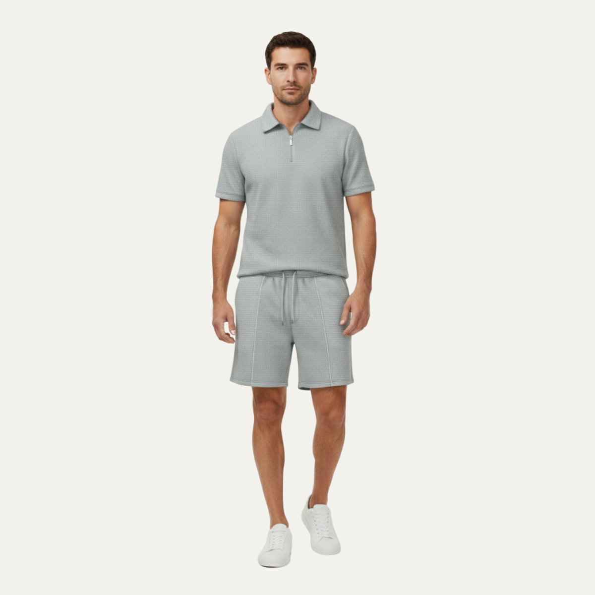 Men's Casual Summer Shirt And Shorts Set Solid Color
