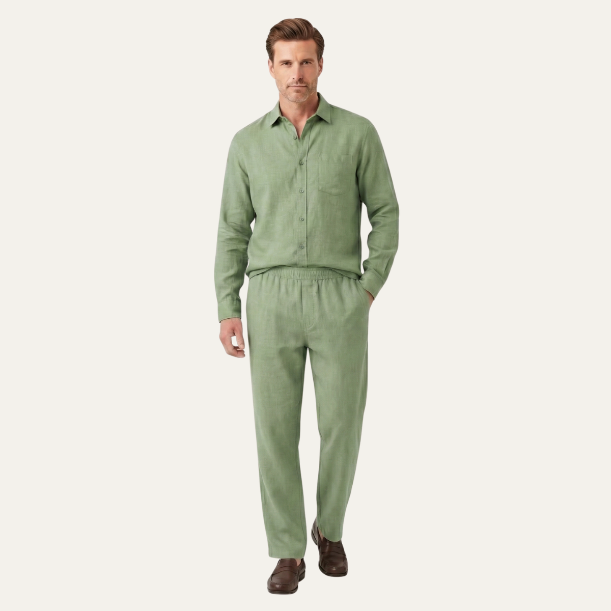 Men's Linen Shirt And Pants Set Oversized