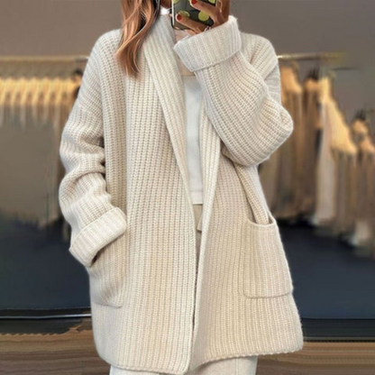 Women's Cardigan Sweater With Patch Pockets - Vonnera