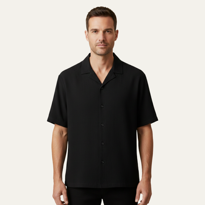 Men's Casual Button Up Shirt Loose Fit Cotton Turn Down Collar