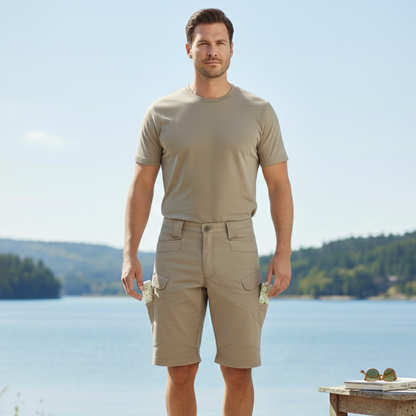 Men's Cargo Shorts Cotton Summer Beige