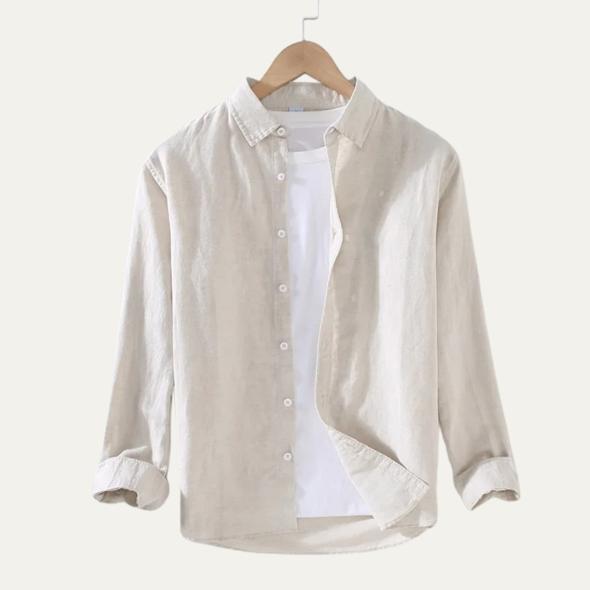 Men's Linen Cotton Shirt Lightweight Beige - Vonnera