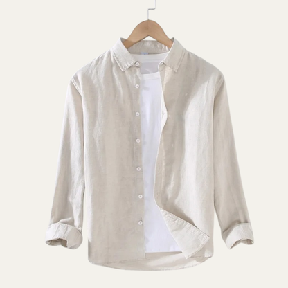 Men's Linen Cotton Shirt Lightweight Beige - Vonnera
