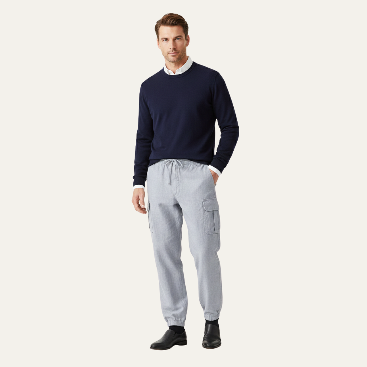 Men's Cotton Linen Drawstring Pants Loose Fit