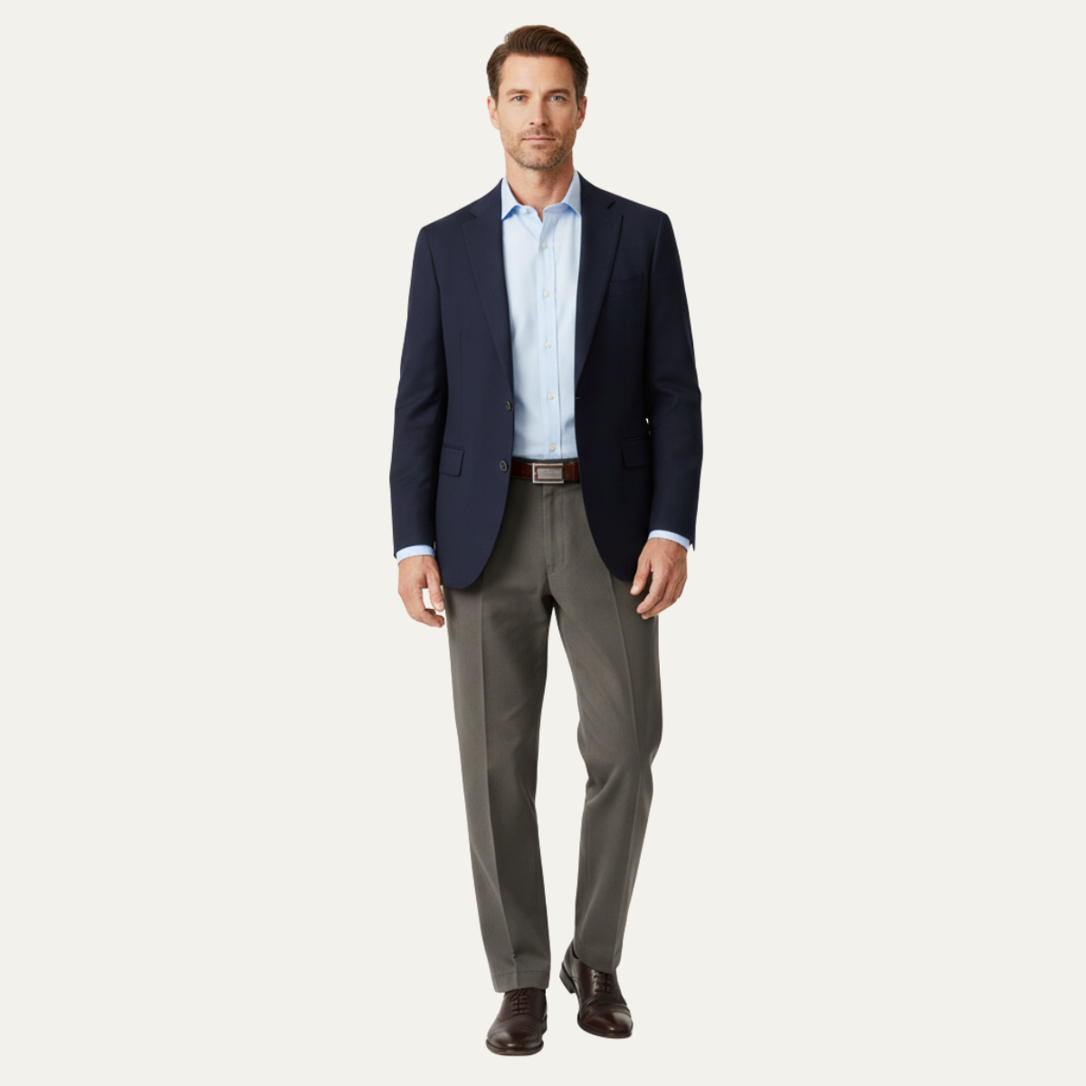 Montfield Men's Straight Leg Pants Double Pleated High Waist