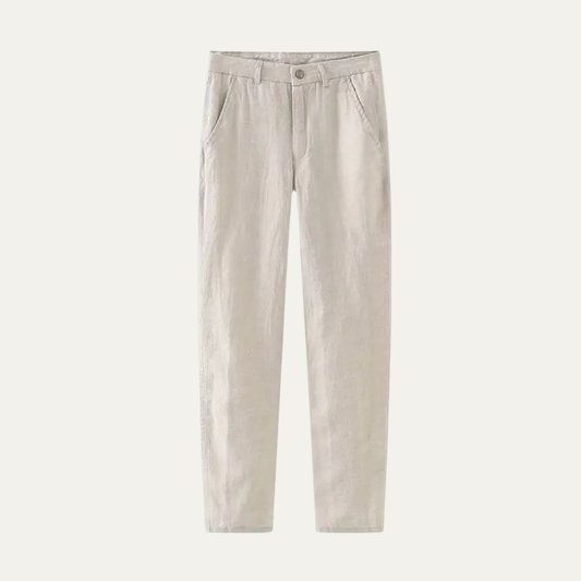 Alderfall Men's Linen Pants Casual Loose Fit Beige - Vonnera
