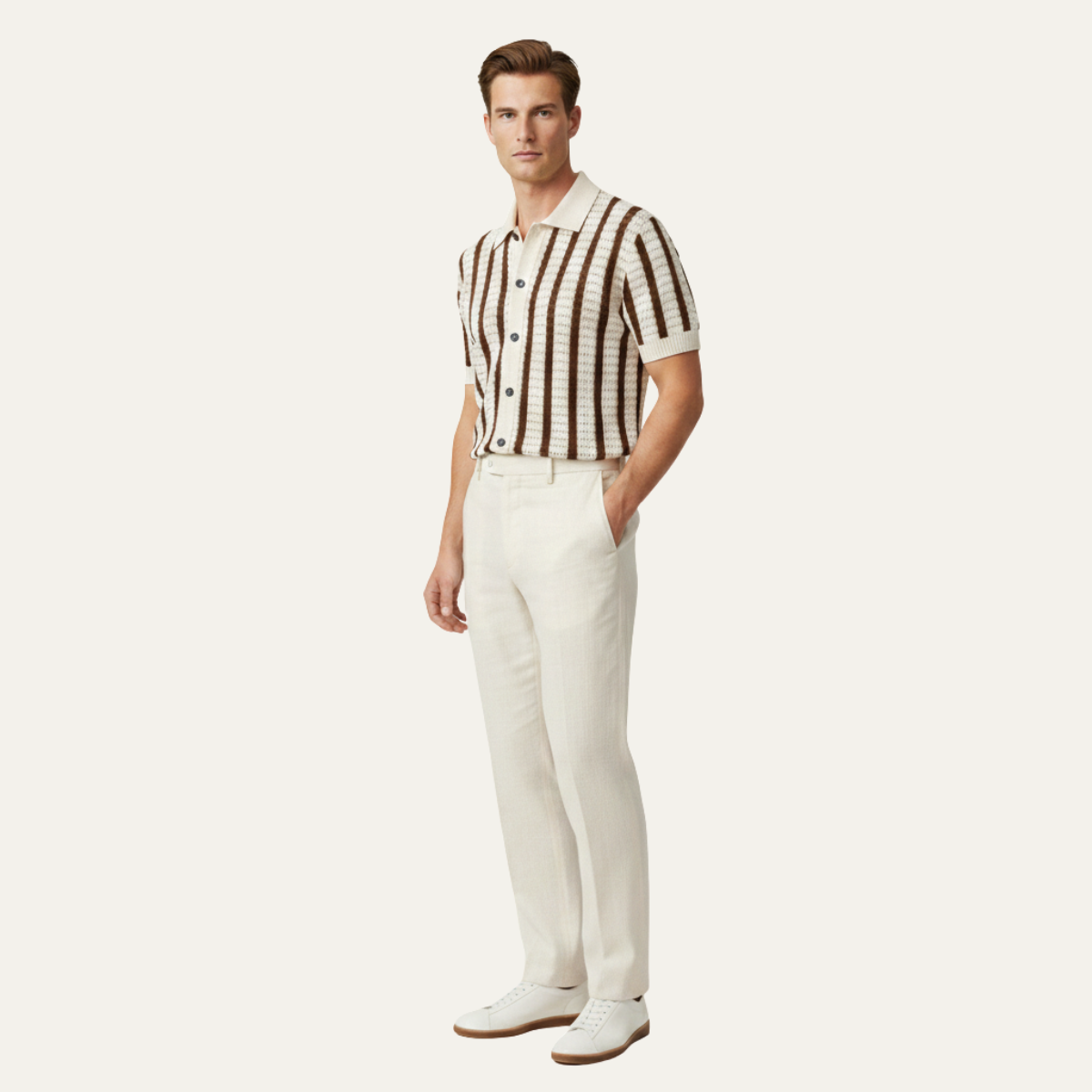 Men's Breathable Striped Polo Shirt