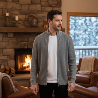 Men's Knit Zip Cardigan Sweater