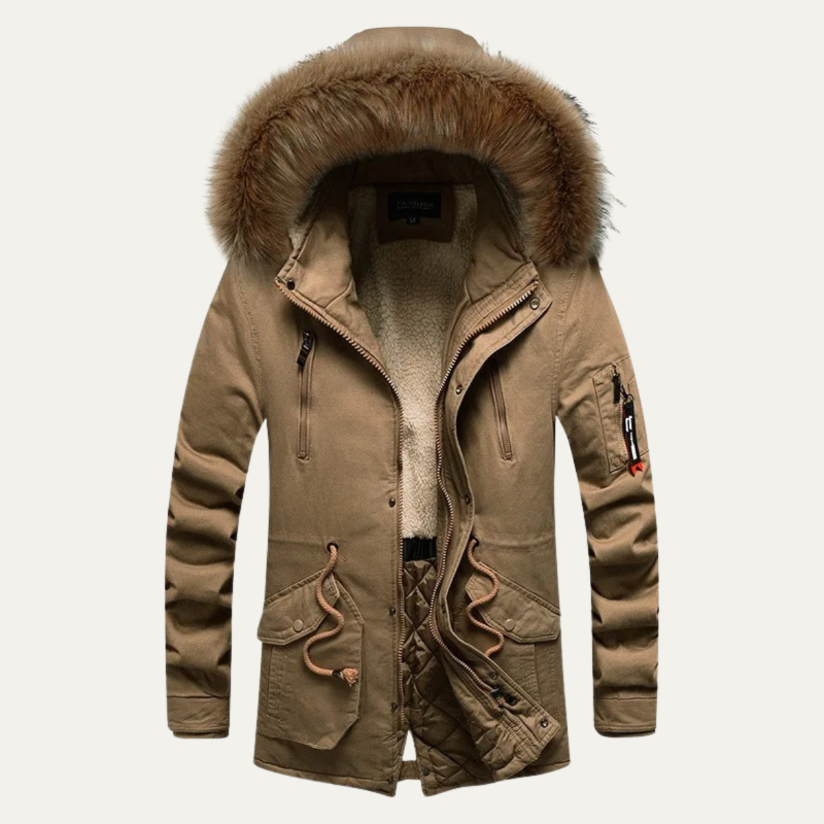 Men's Long Down Hooded Jacket Fur Collar - Vonnera