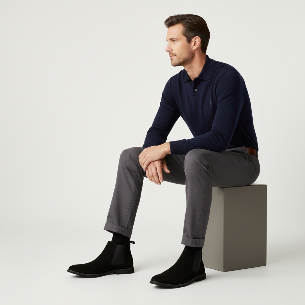 Men's Suede Chelsea Boots Slip On Brown