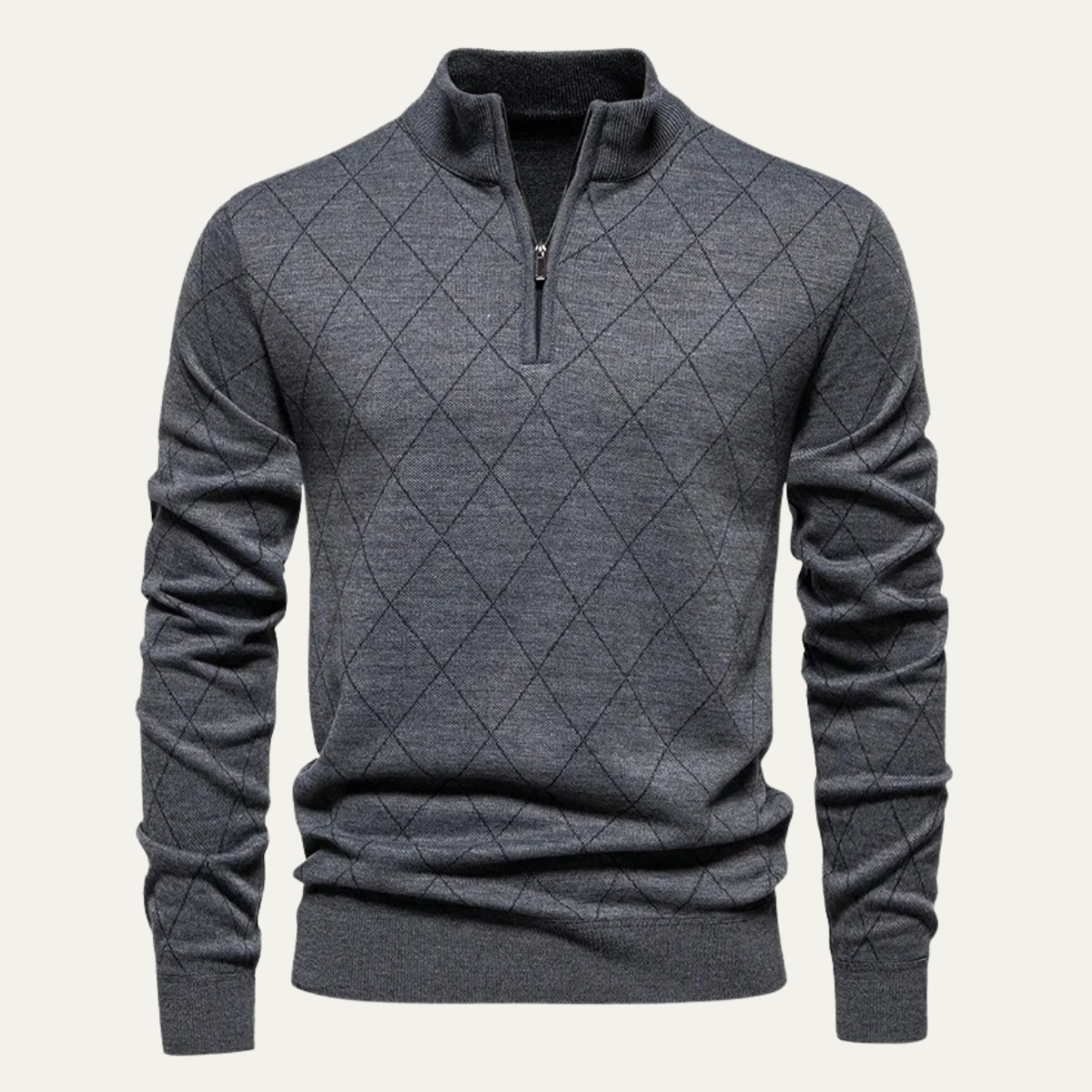 Men's Half Zip Knit Sweater Gray - Vonnera