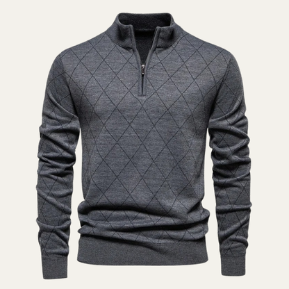 Men's Half Zip Knit Sweater Gray - Vonnera