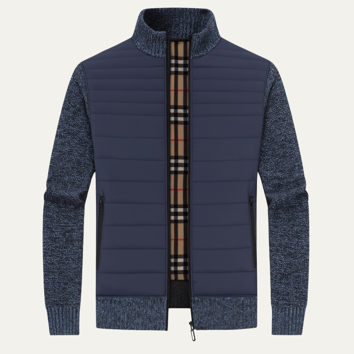 Men's Padded Stand Collar Winter Zip Jacket - Vonnera