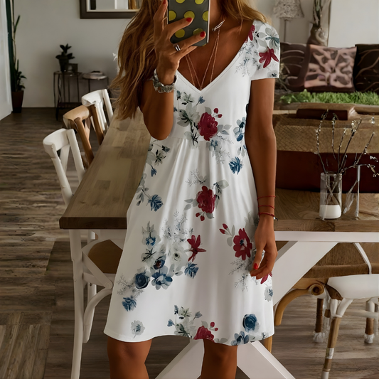 Women's V-Neck Short Sleeve Dress - Vonnera
