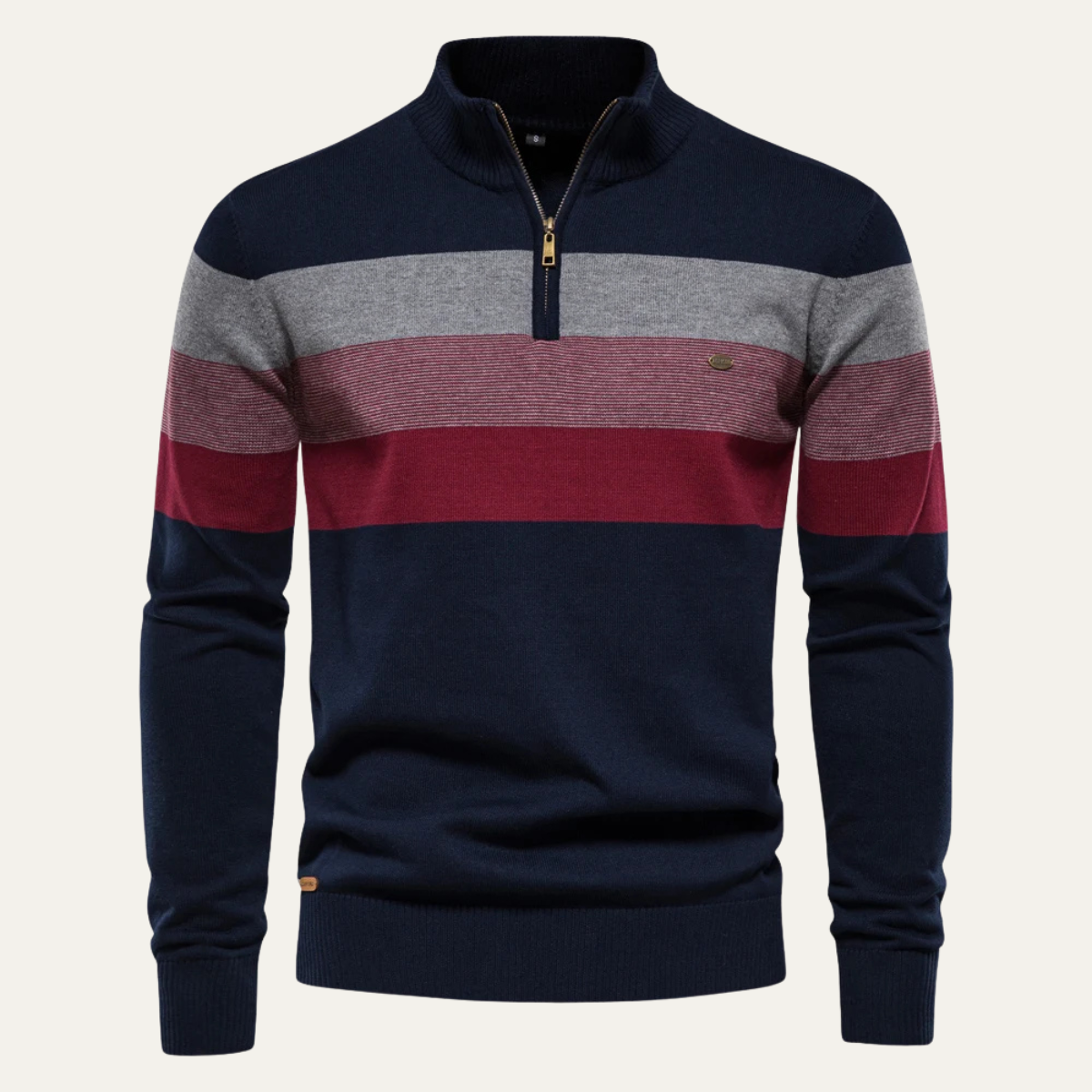 Men's Patchwork Zip Mock Neck Sweater - Vonnera