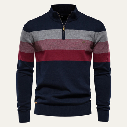Men's Patchwork Zip Mock Neck Sweater - Vonnera
