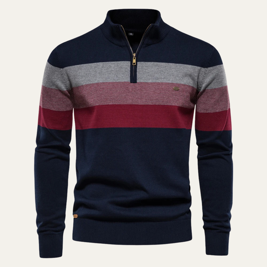 Men's Patchwork Zip Mock Neck Sweater - Vonnera