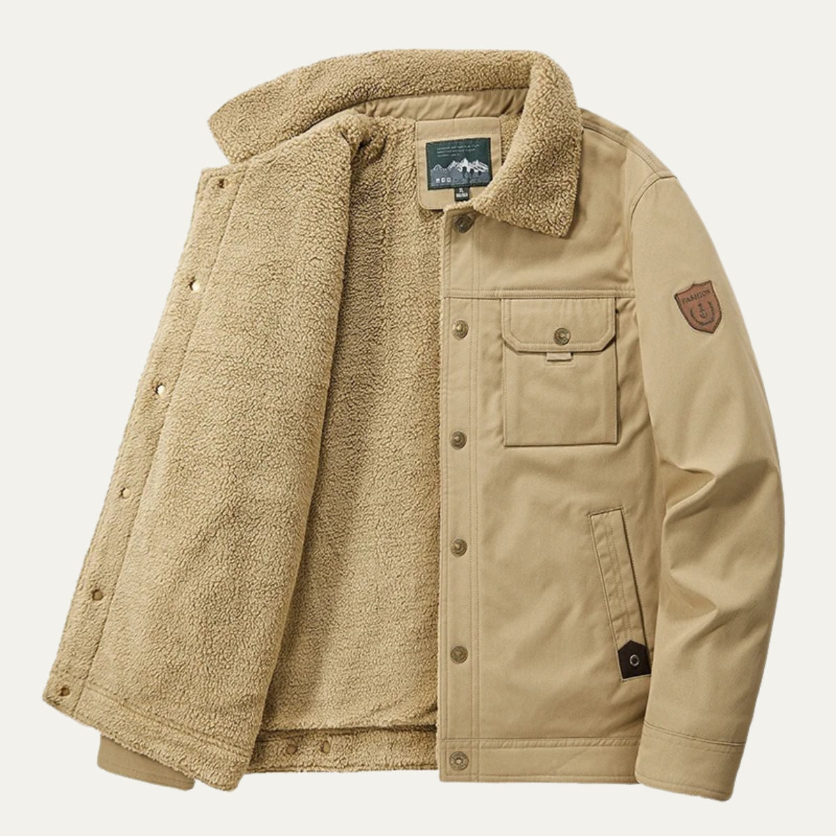 Men's Windproof Sherpa Jacket With Pockets - Vonnera