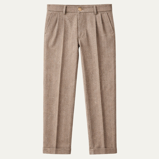 Men's Wool Herringbone Straight Leg Pants - Vonnera