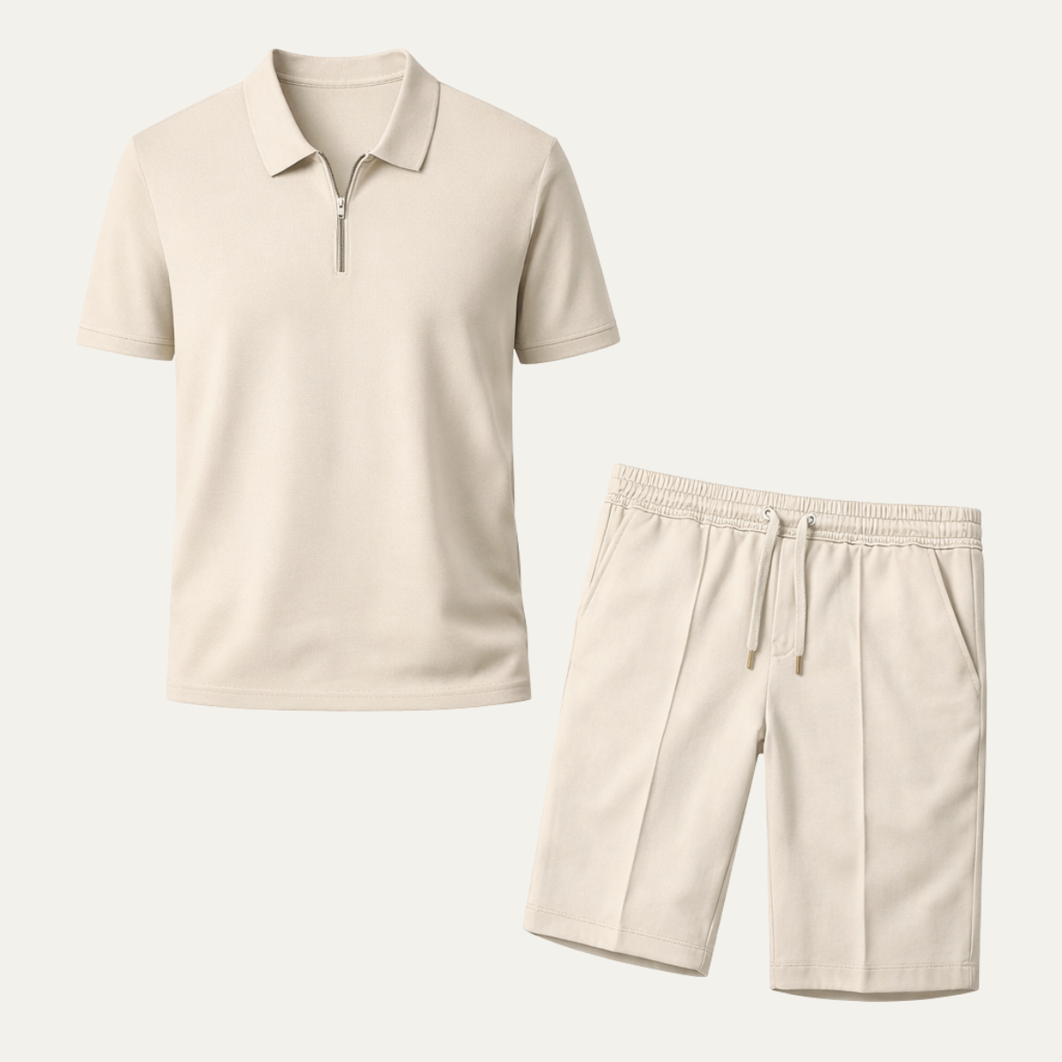 Men's Polo Shirt Shorts Set Khaki - Vonnera
