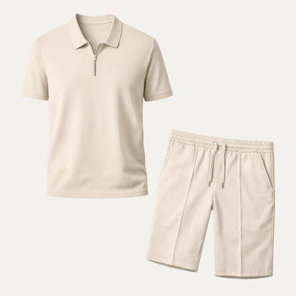Men's Polo Shirt Shorts Set Khaki - Vonnera