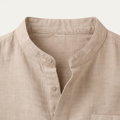 Men's Linen Henley Shirt Lightweight Beige