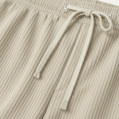 Men's Slim Fit Casual Pants Lightweight Ribbed Beige