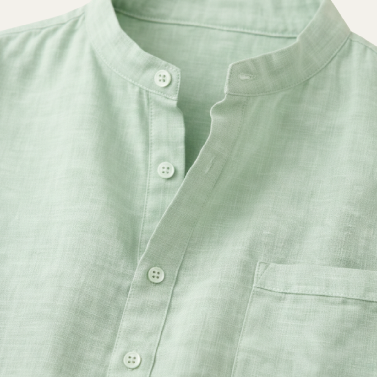Men's Linen Henley Shirt Classic Summer Beige