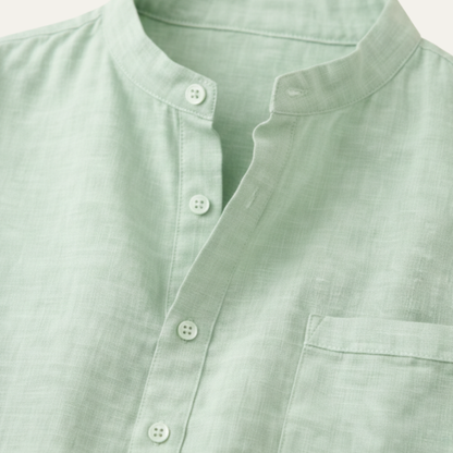 Men's Linen Henley Shirt Classic Summer Beige