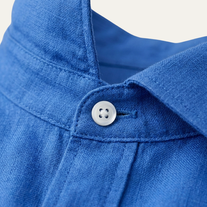 Men's Linen Button Up Shirt Casual Light Blue