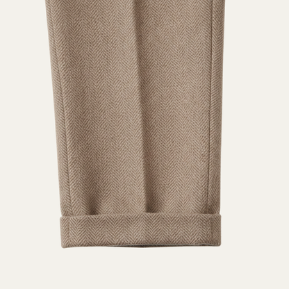 Men's Wool Herringbone Straight Leg Pants