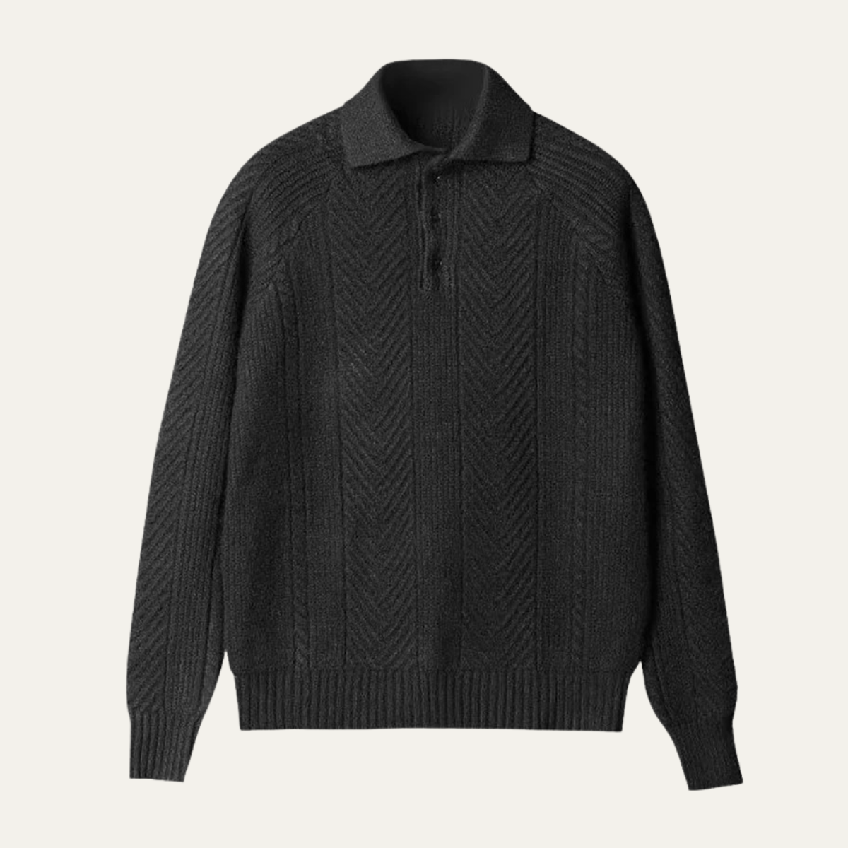 Men's Textured Knit Sweater Turn Down Collar - Vonnera