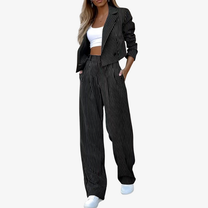 Women's Two-Piece Suit Elegant Wool Black