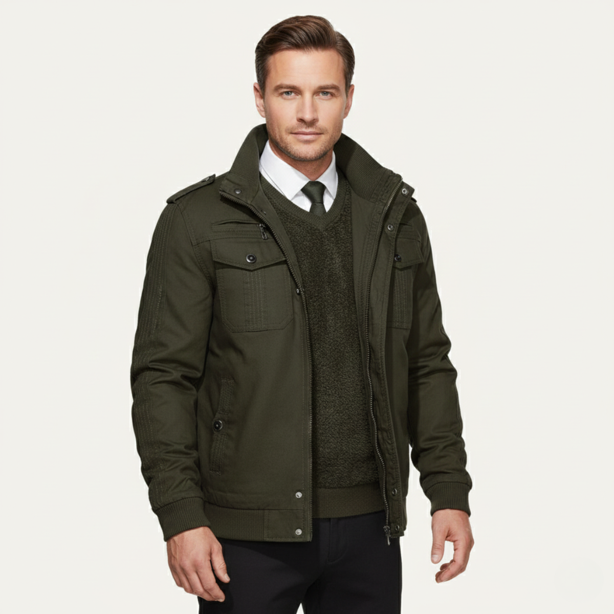 Macerata Men's Thermal Fleece Lined Military Jacket