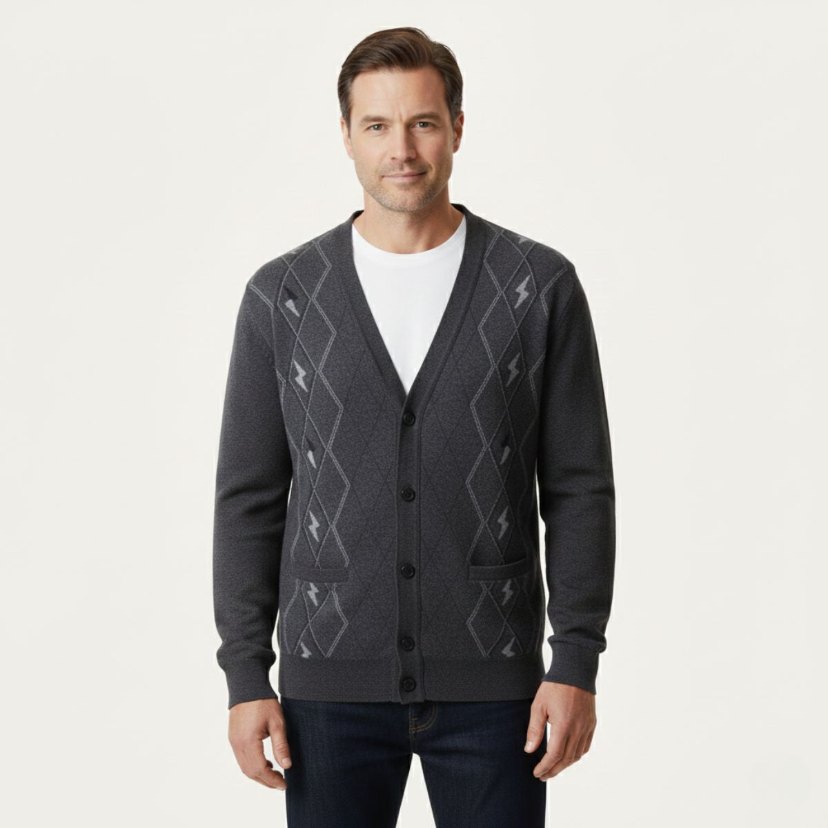 Men's V Neck Knit Cardigan With Pockets