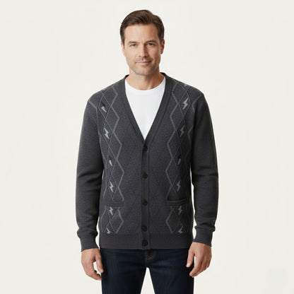 Men's V Neck Knit Cardigan With Pockets