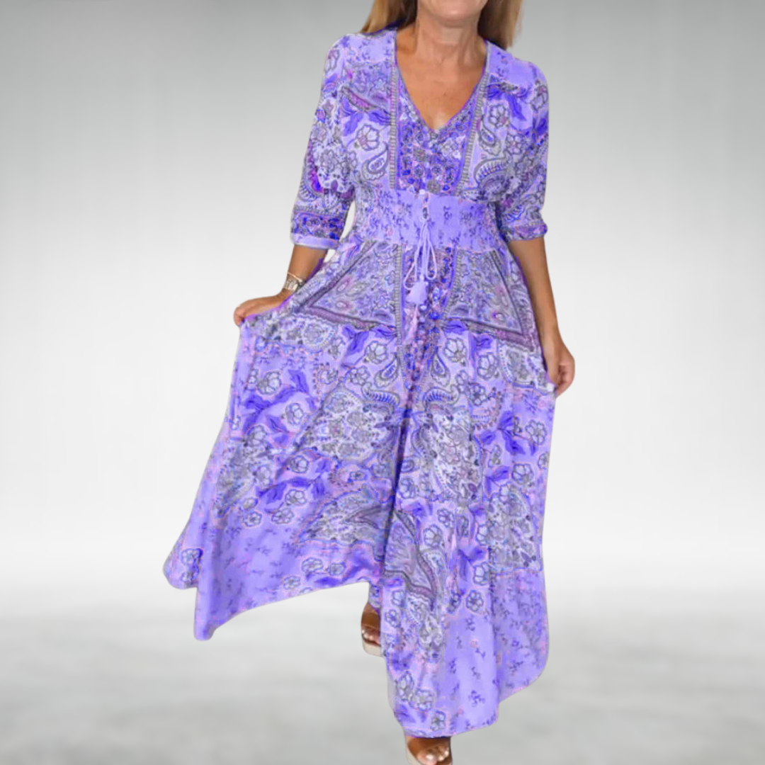 Flora | Women's Boho Flowy Draped Maxi Dress Cocktail