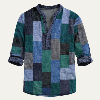 Men's Patchwork Polo Shirt Multicolor Cotton Casual - Vonnera