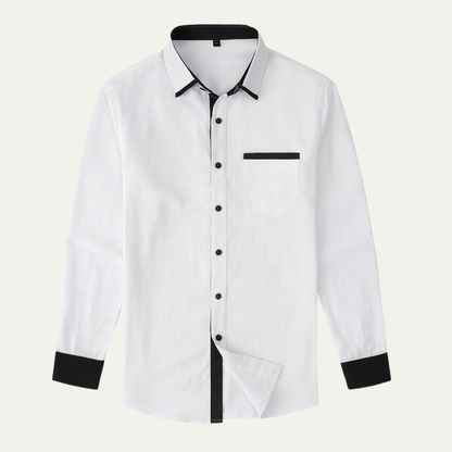 Men's Casual Button Up Shirt Contrast Trim - Vonnera