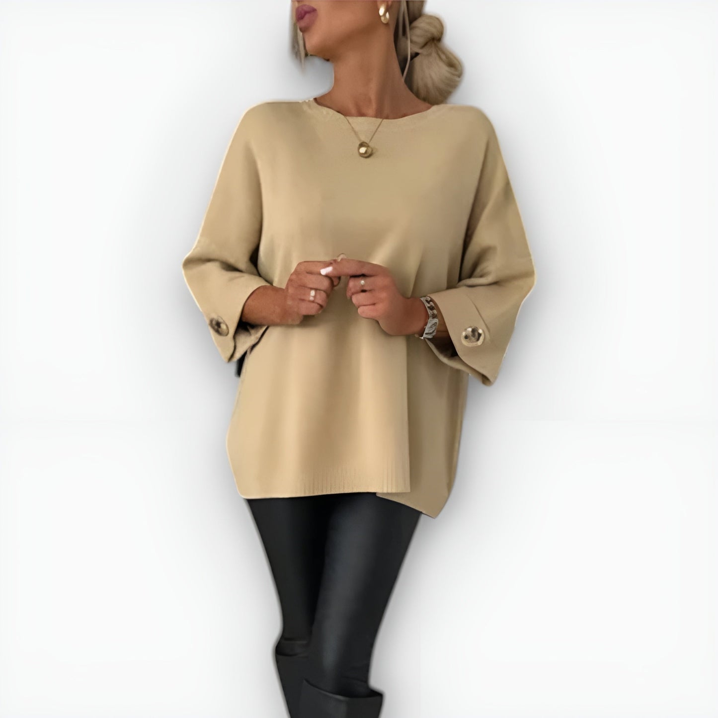 Women's Soft Crewneck Sweater Mid-Length Sleeve